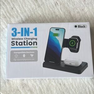 🆕Black 3-in-1 Wireless Charging Station